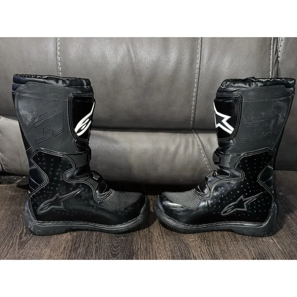 Alpinestars Youth Tech 3s Kids Motocross Dirt Bike Boots Kids Size 4 Black